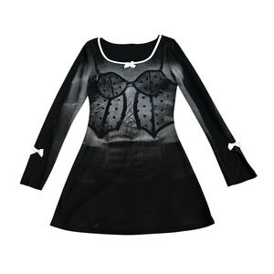 Handmade, spray painted, little black dress, small